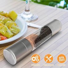 Load image into Gallery viewer, Salt and Pepper Grinder 2 in 1 Manual Stainless Steel Salt Pepper Mills with Adjustable Ceramic Grinding Spice Mill Kitchen Tool