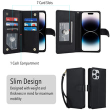 Load image into Gallery viewer, 2-in-1 iPhone Case / RFID Blocking Wallet with Lanyard for iPhones 14 and 15 Series
