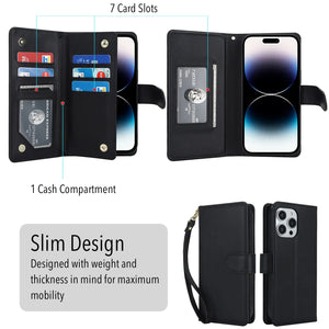 2-in-1 iPhone Case / RFID Blocking Wallet with Lanyard for iPhones 14 and 15 Series