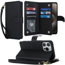 Load image into Gallery viewer, 2-in-1 iPhone Case / RFID Blocking Wallet with Lanyard for iPhones 14 and 15 Series
