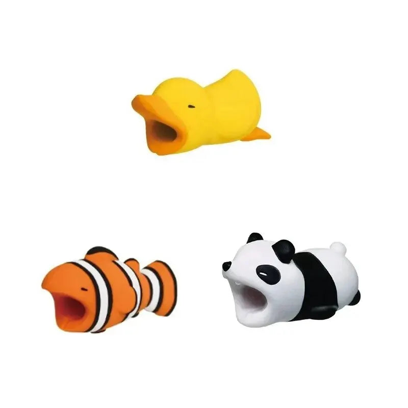 3-Piece Random Animal Charging Cable Protectors for iPhone & USB Cords